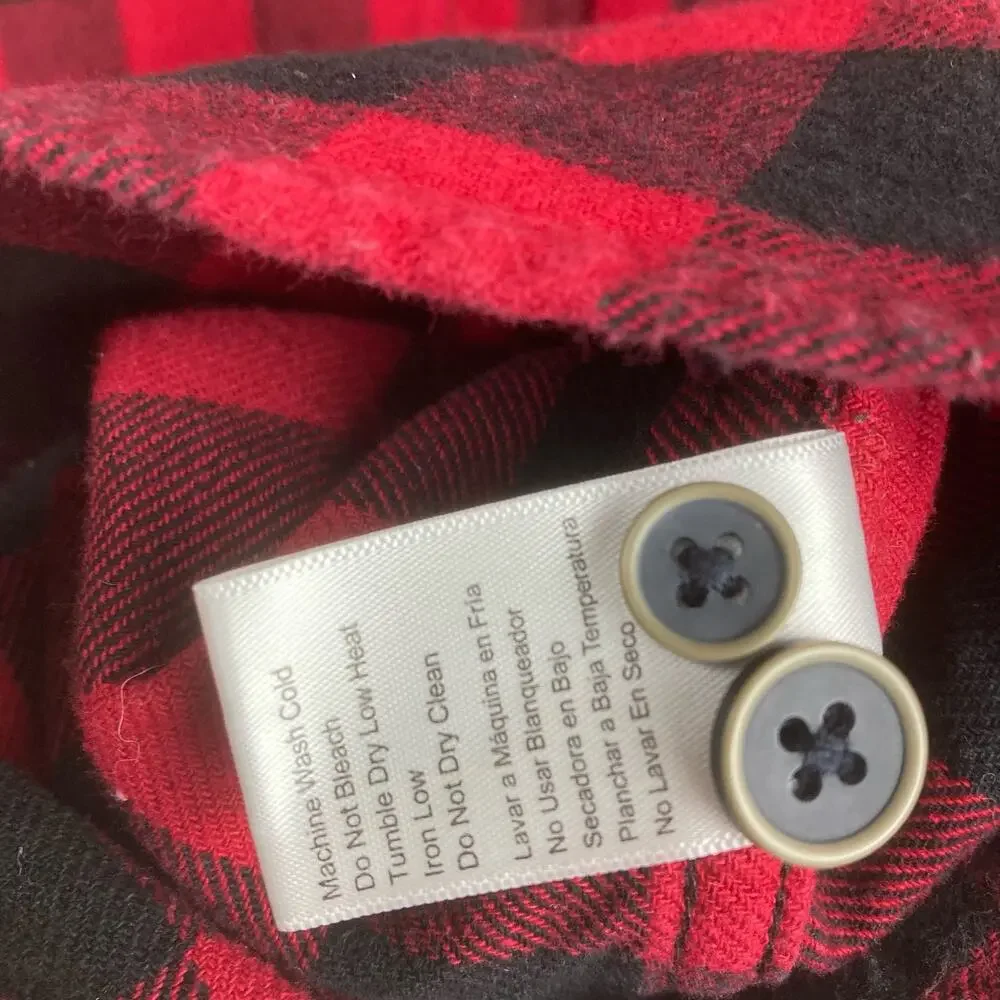 Jachs Button Shirt Mens M Red Black Plaid Thick Flannel Buffalo Check Lumberjack - Picture 7 of 11